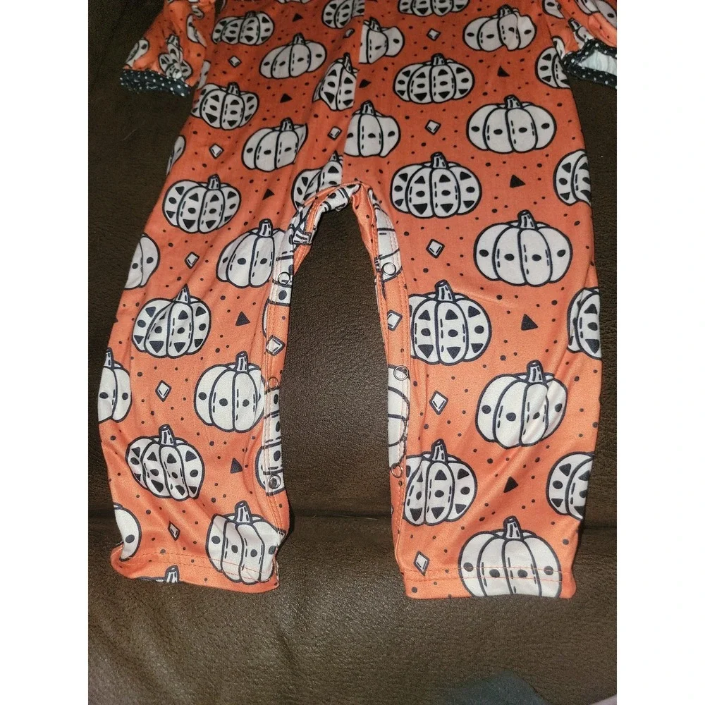 Boutique fall autumn Halloween pumpkin one piece romper size 18 months